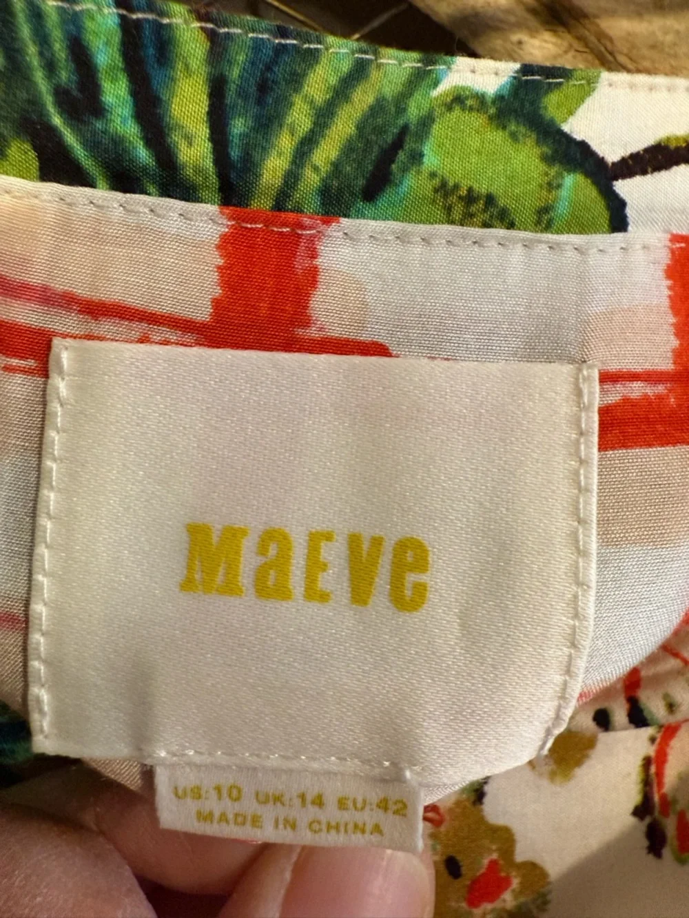 Maeve Anthro Floral Waistband Red Grid A-Line Skirt - Picture 6 of 6